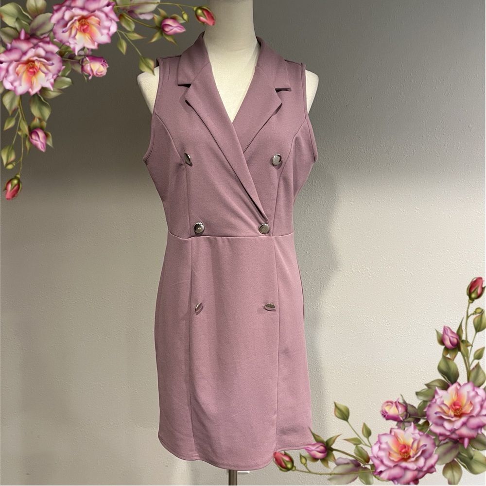 Elegant V Neck Sleeveless Blazer Style Dressโ CasualโWork Office Blazer Dresses